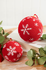 Red Cotton Snowflake Ornament 4 Inch to 5 Inch Christmas Decor