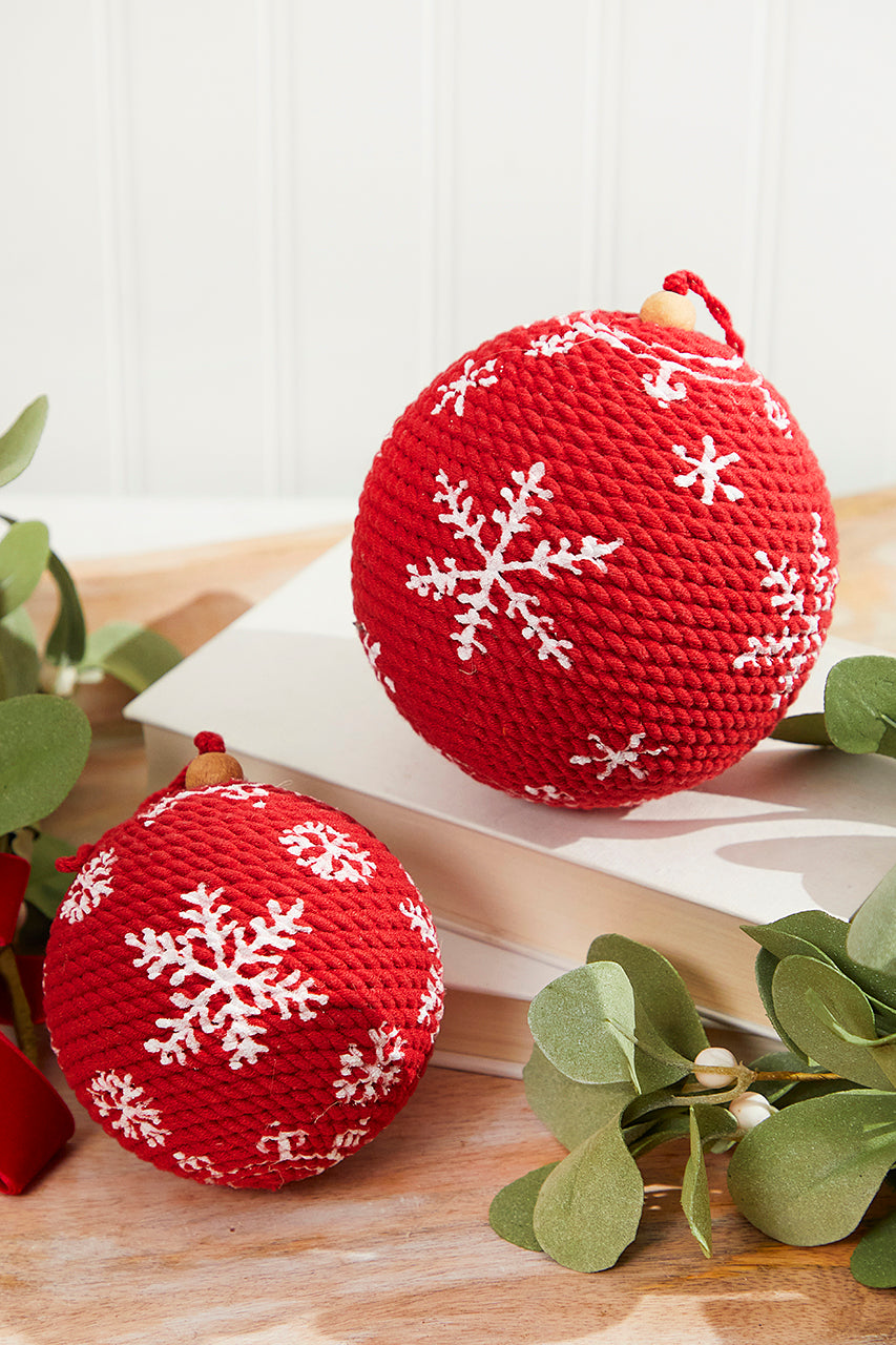 4"-5" Red Cotton Snowflake Ornament