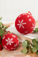 4"-5" Red Cotton Snowflake Ornament
