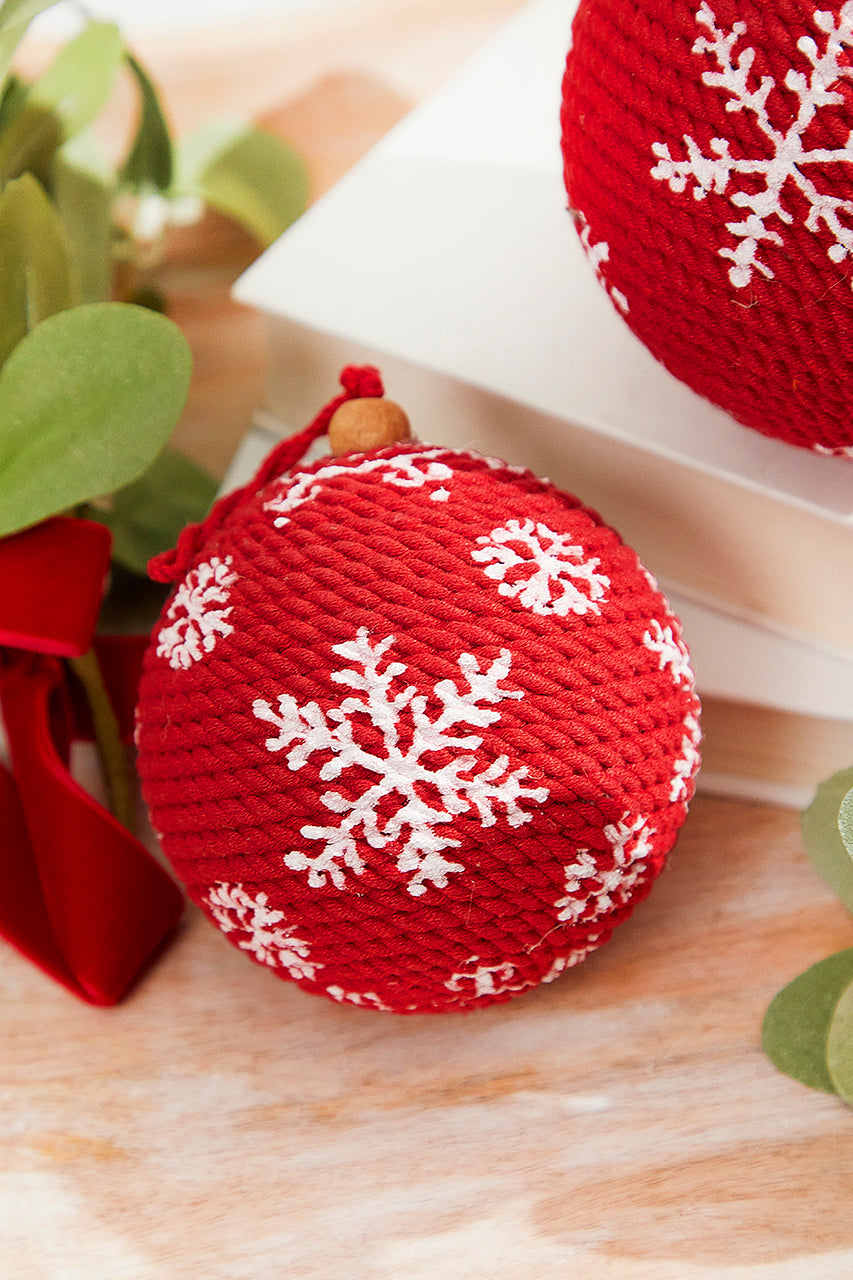 4"-5" Red Cotton Snowflake Ornament
