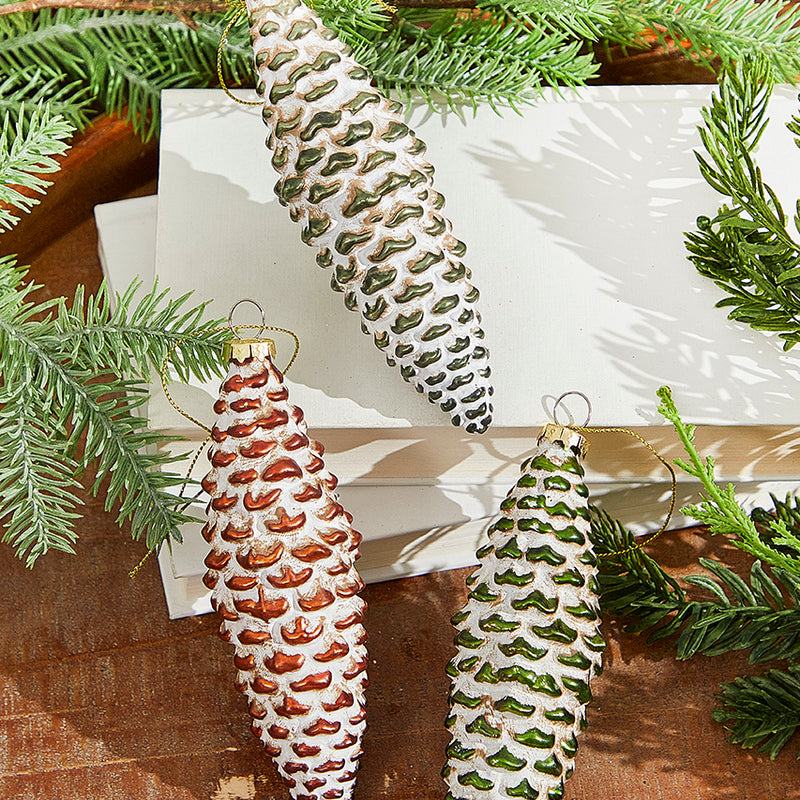 6” Holiday Pinecone Glass Ornament