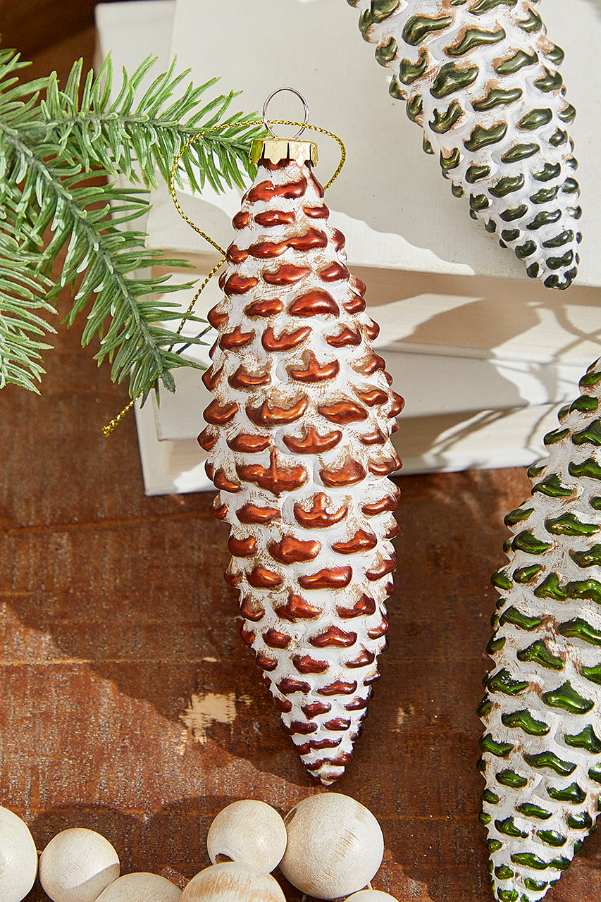 6” Holiday Pinecone Glass Ornament
