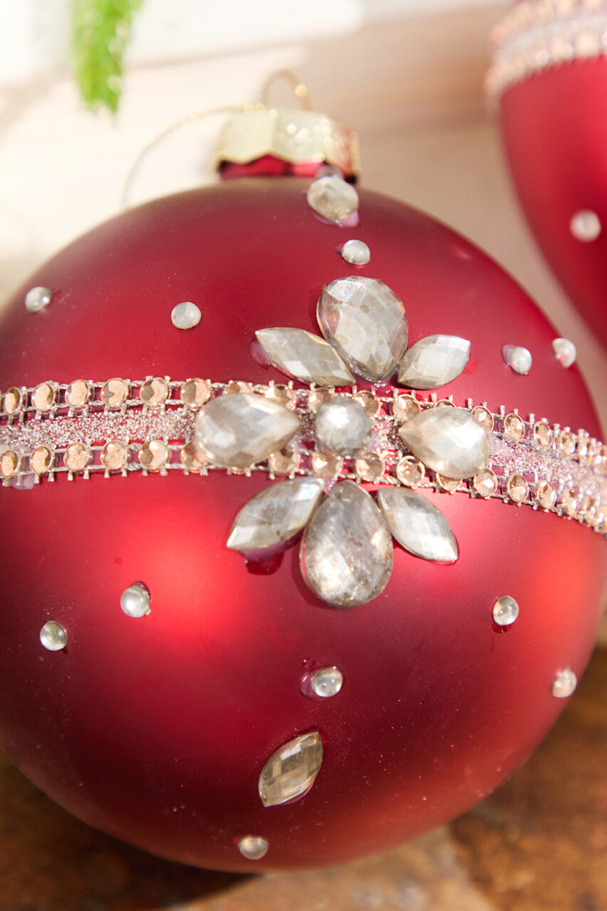 Red Gem Drop Glass Ornament