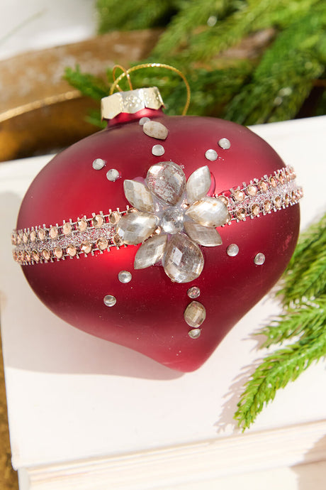 Red Gem Drop Glass Ornament