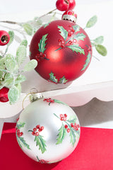 Holly Glass Ornament