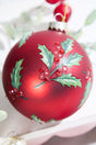 Holly Glass Ornament