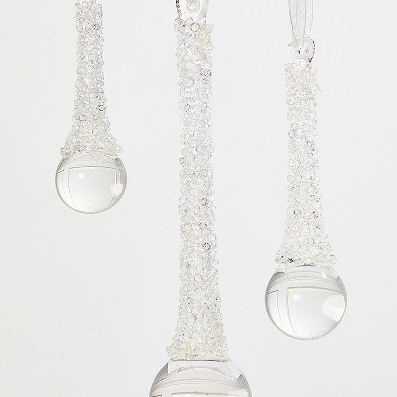 Drop Ornament Set of 3 Assorted Decorative Christmas Glass Teardrop Ornaments