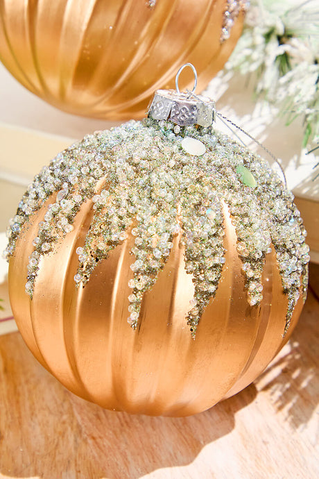 4” Frosted Glass Glitter Ornaments