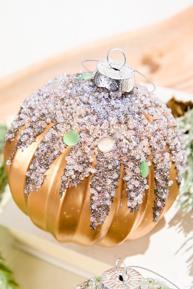 Frosted Glass Glitter Ornament 4 Inch Elegant Christmas Tree Decor