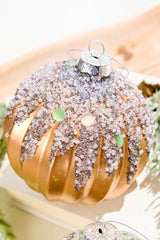 Frosted Glass Glitter Ornament 4 Inch Elegant Christmas Tree Decor