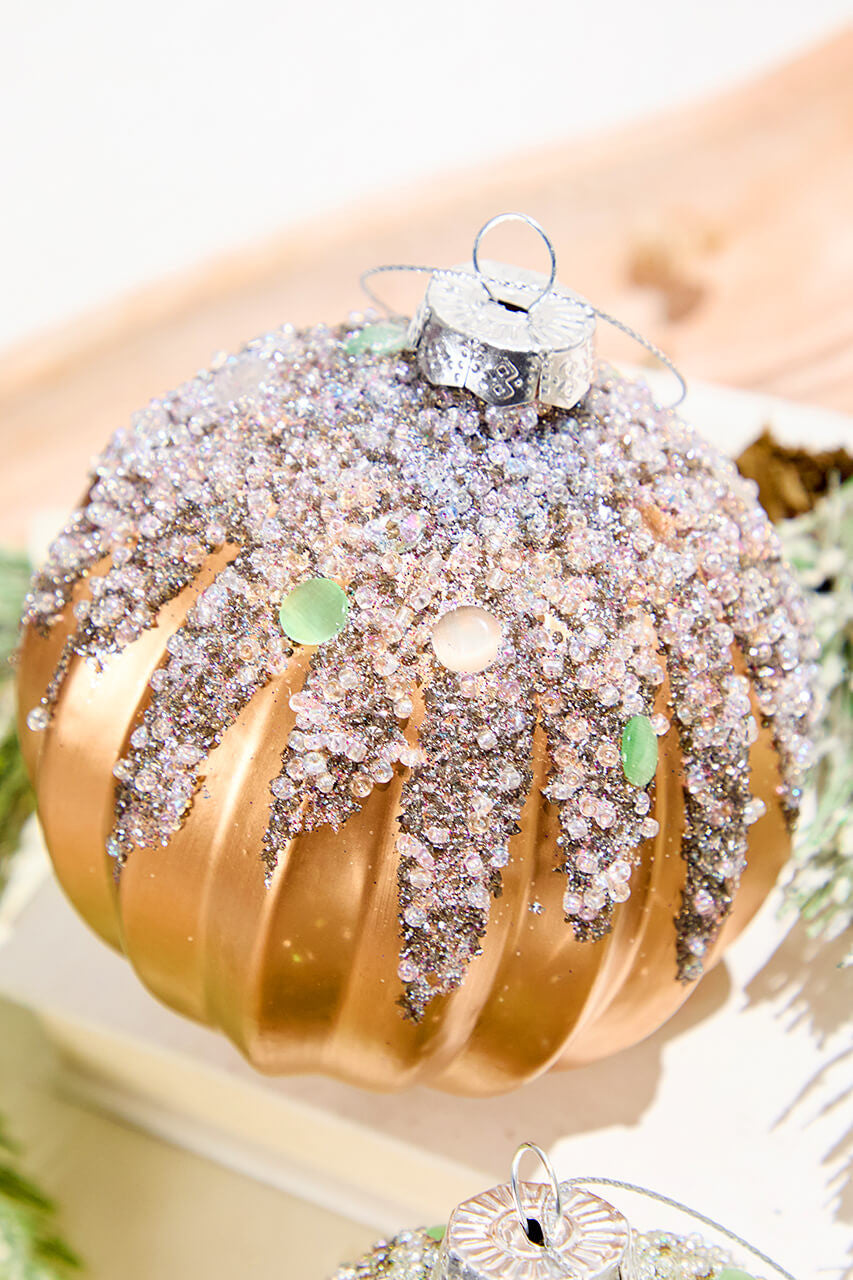 Frosted Glass Glitter Ornament 4 Inch Elegant Christmas Tree Decor
