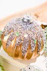 4” Frosted Glass Glitter Ornaments