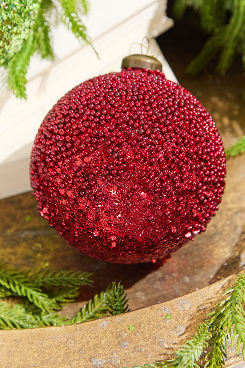 4" Glass Ball Ornament - Red