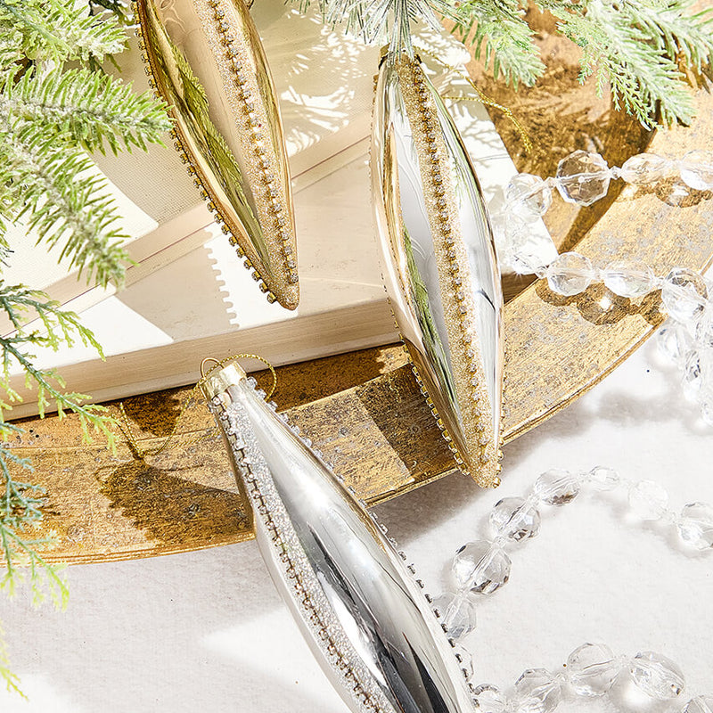 Elegant Glass Drop Ornament - 3 Assorted