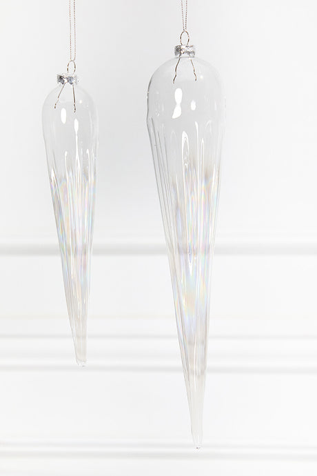13" Iridescent Finial Glass Ornament