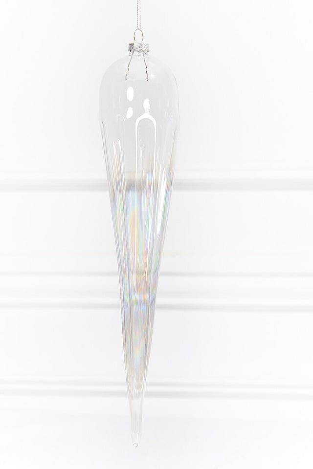 13" Iridescent Finial Glass Ornament