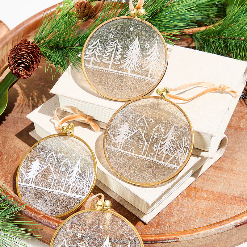 6 Inch Winter Scene Glass Ornament Decorative Christmas Hanging Ornament