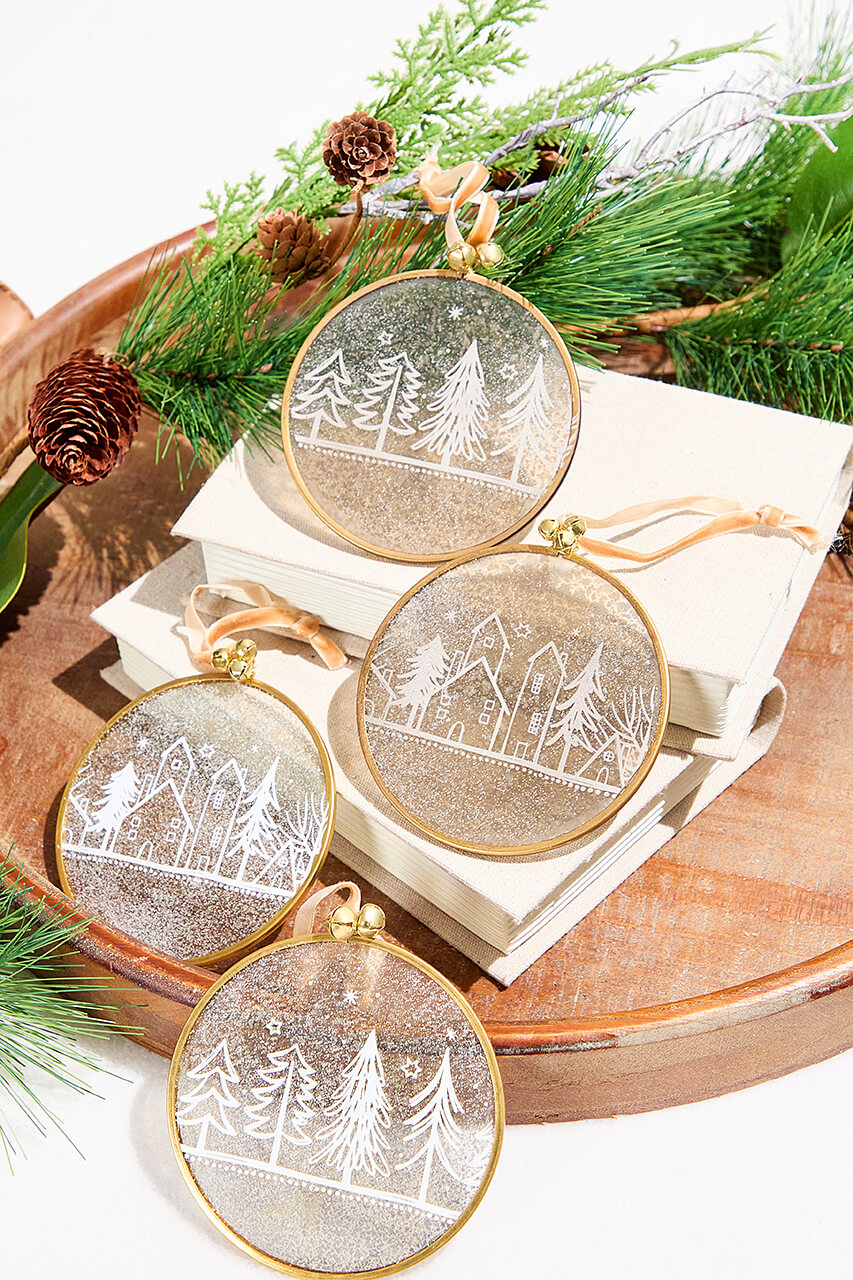 Winter Scene Glass Ornament