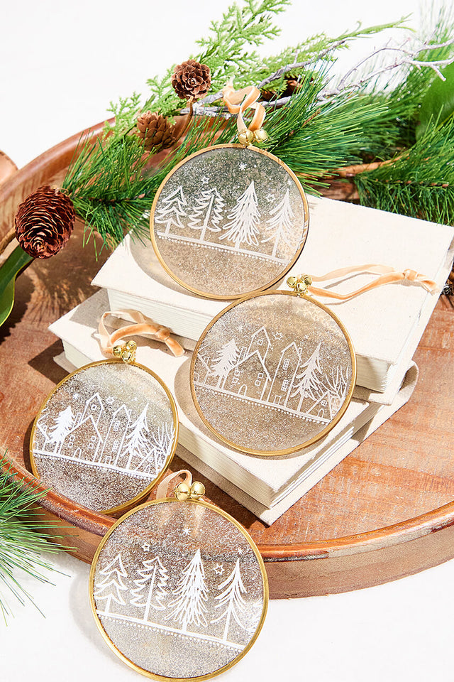 Winter Scene Glass Ornament