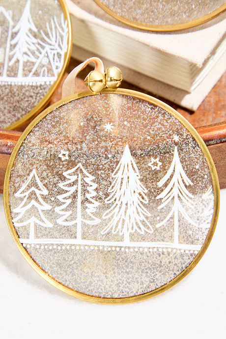Winter Scene Glass Ornament