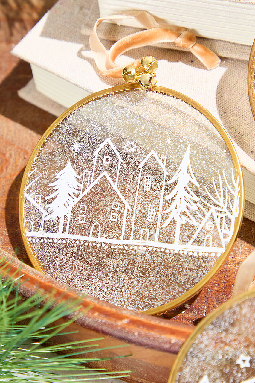 Winter Scene Glass Ornament