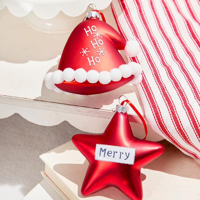 6 Inch Star/Hat Glass Ornament Decorative Christmas Hanging Ornament