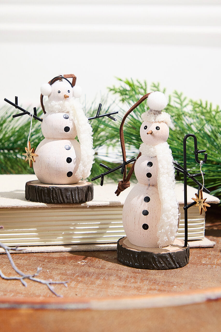 Wooden Snowman Ornament