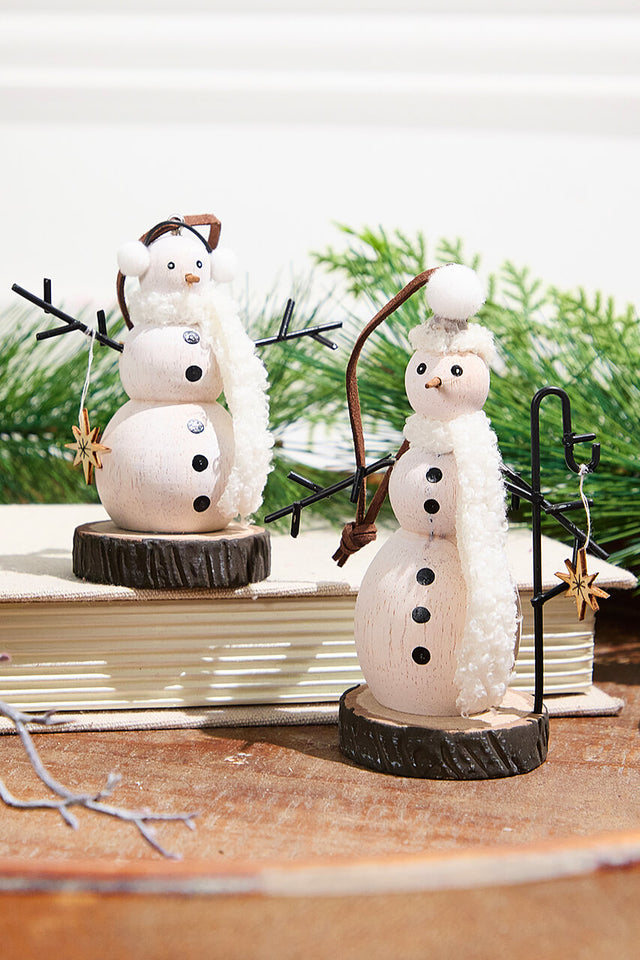 Wooden Snowman Ornament