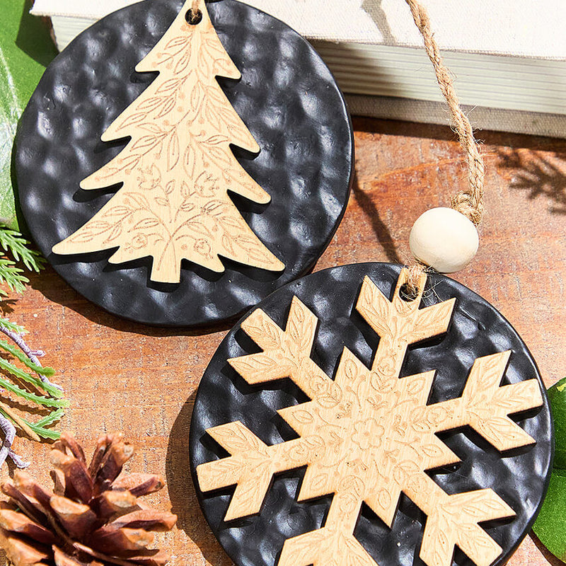 6 Inch Tree & Snowflake Icon Ornament Decorative Christmas Hanging Ornament