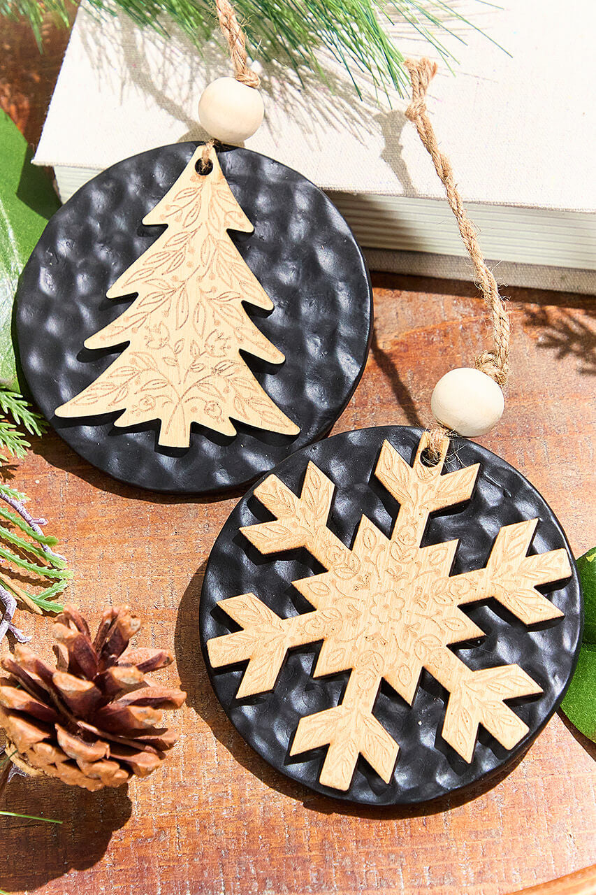 6 Inch Tree & Snowflake Icon Ornament Decorative Christmas Hanging Ornament
