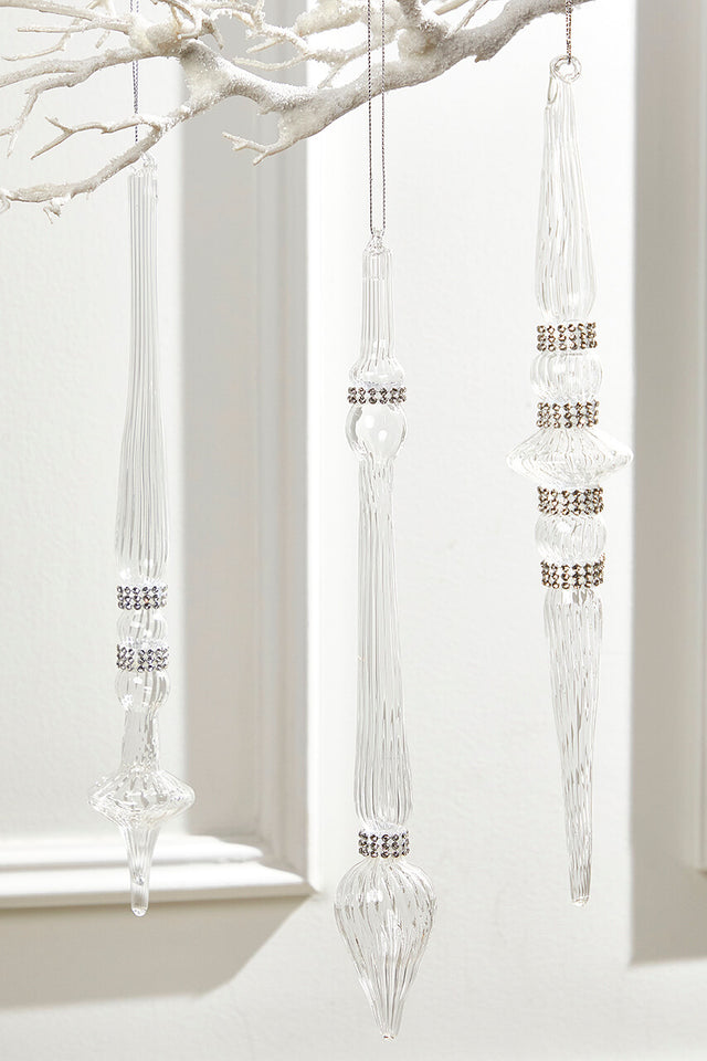 12" Finial Glass with Jewels Ornament