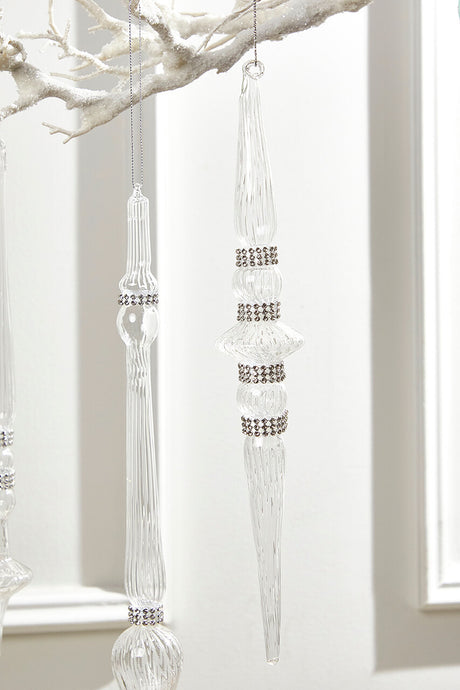 12" Finial Glass with Jewels Ornament