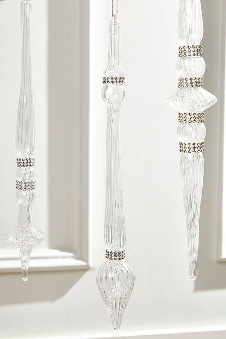 12" Finial Glass with Jewels Ornament