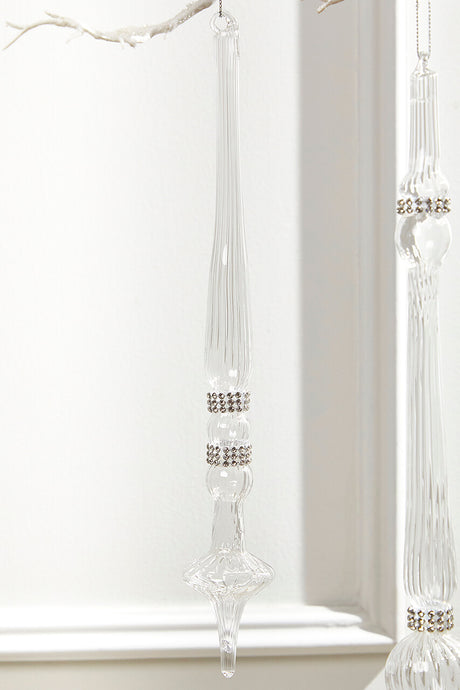 12" Finial Glass with Jewels Ornament