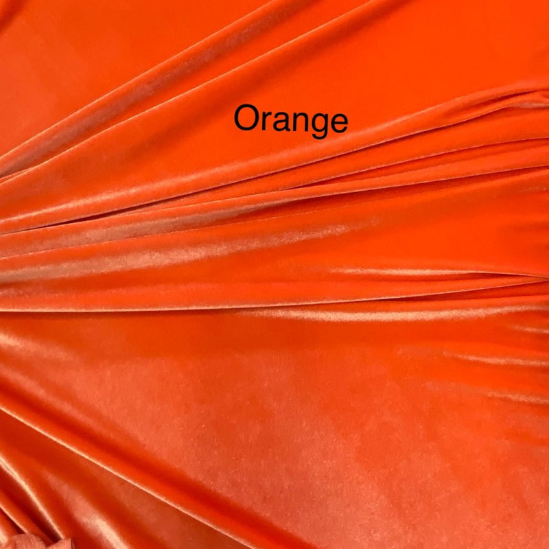 Orange Stretch Velvet Fabric - Orange, 58"-60" Width