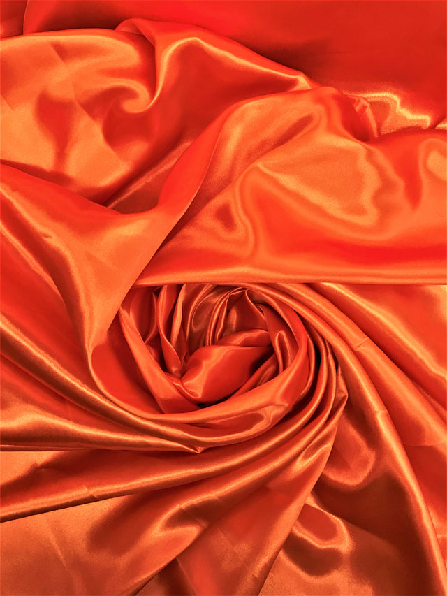 Orange Medium Satin Polyester Fabric - Orange, 58"-60" Wide (1 Yard)