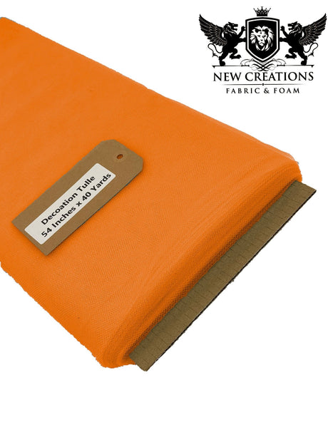 Orange Tutu Tulle Fabric - Orange Sheer Netting, 54" Width (5 Yards)