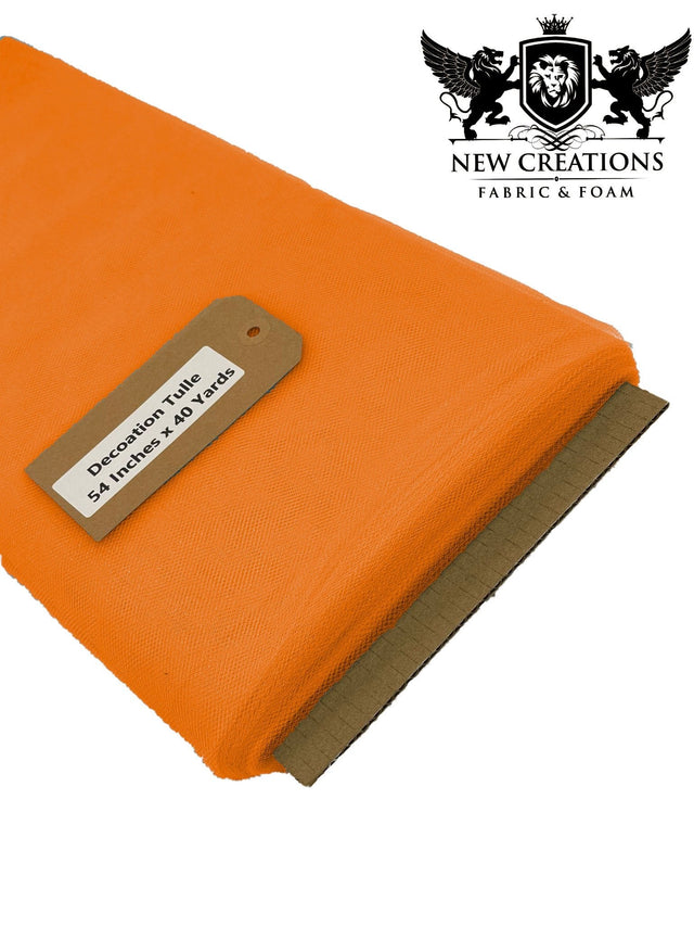 Orange Tutu Tulle Fabric - Orange Sheer Netting, 54" Width (5 Yards)