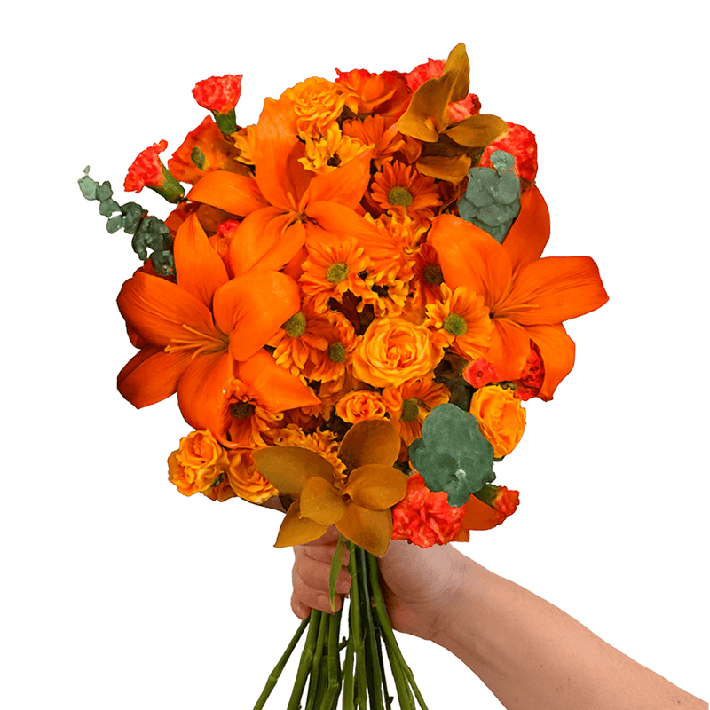 Orange Fall Flower Bouquet Fresh Mixed Arrangement