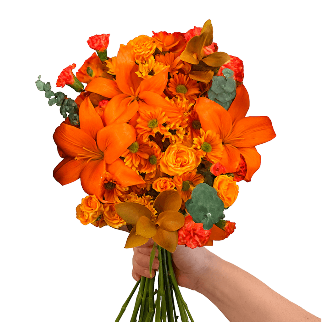 Orange Fall Flower Bouquet Fresh Mixed Arrangement