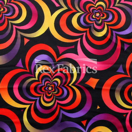 Spring Art Polyester Spandex Fabric - Multicolor Floral Print, 58/60" Width, 240 GSM (1 Yard)