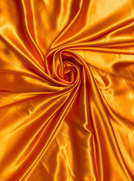 Crepe Satin Polyester Fabric - Orange, Shiny, 58" Width (1 Yard)