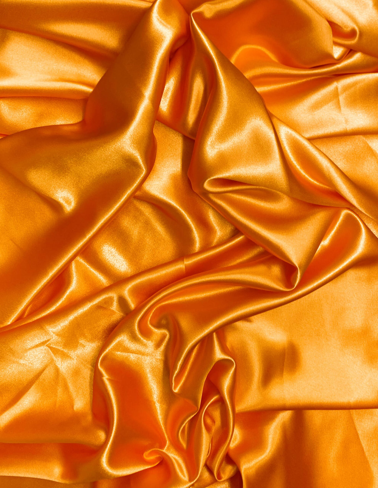 Crepe Satin Polyester Fabric - Orange, Shiny, 58" Width (1 Yard)