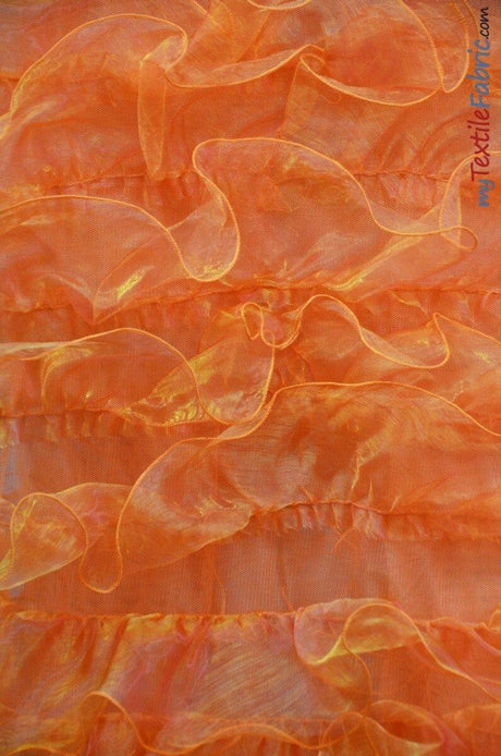 Organza Ruffled Mesh Polyester Fabric - Layered Ruffle Mesh, 57" Wide, Multiple Colors (1 Yard)