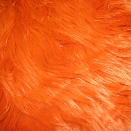 Orange Faux Fur Fabric - Shaggy Texture, Orange, 60" Width (1 Yard)