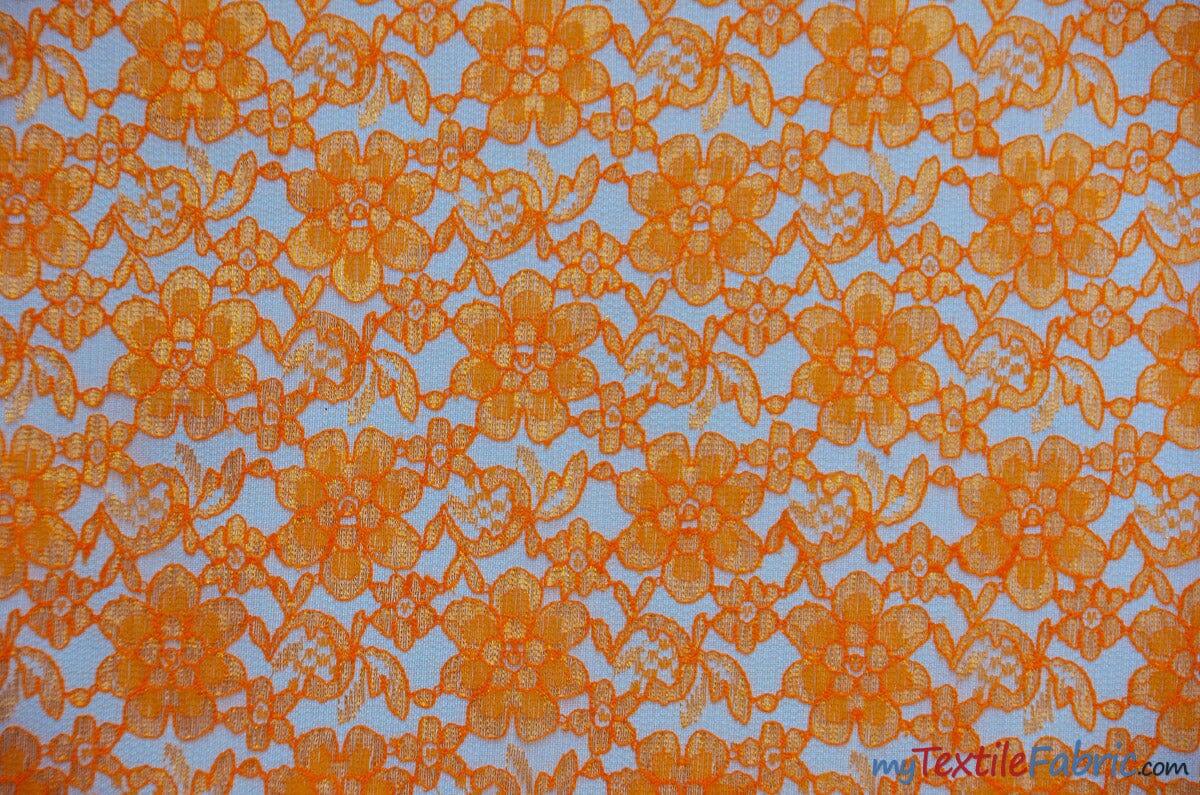 Raschel Lace Polyester Fabric - Floral Sheer Lace, 58/60" Width (1 Yard)
