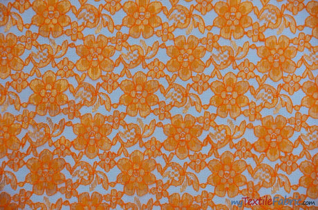 Raschel Lace Polyester Fabric - Floral Sheer Lace, 58/60" Width (1 Yard)