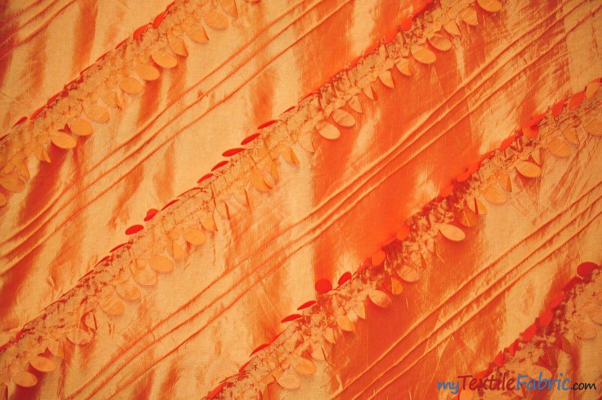 Forest Taffeta Embroidery Polyester Fabric - Hanging Leaf Pattern, 54" Width, Multiple Colors (1 Yard)
