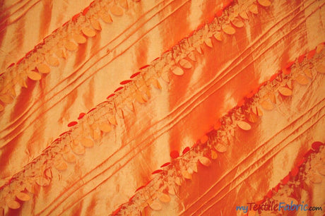 Forest Taffeta Embroidery Polyester Fabric - Hanging Leaf Pattern, 54" Width, Multiple Colors (1 Yard)
