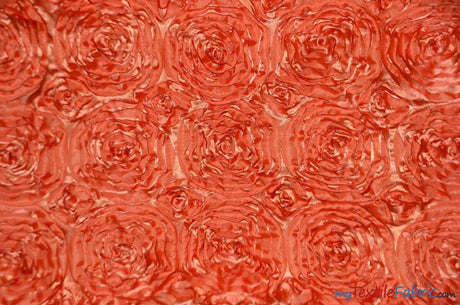 Rosette Satin Polyester Fabric - 3D Satin Floral Embroidery, 52/54" Width (Yards, Bolts, Sample Swatch)